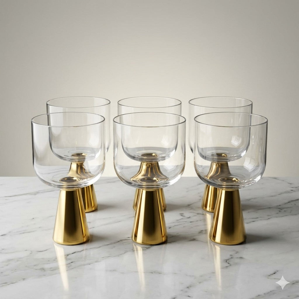 Luxe Gold-Stemmed Coupe Glass Set (Set of 6)