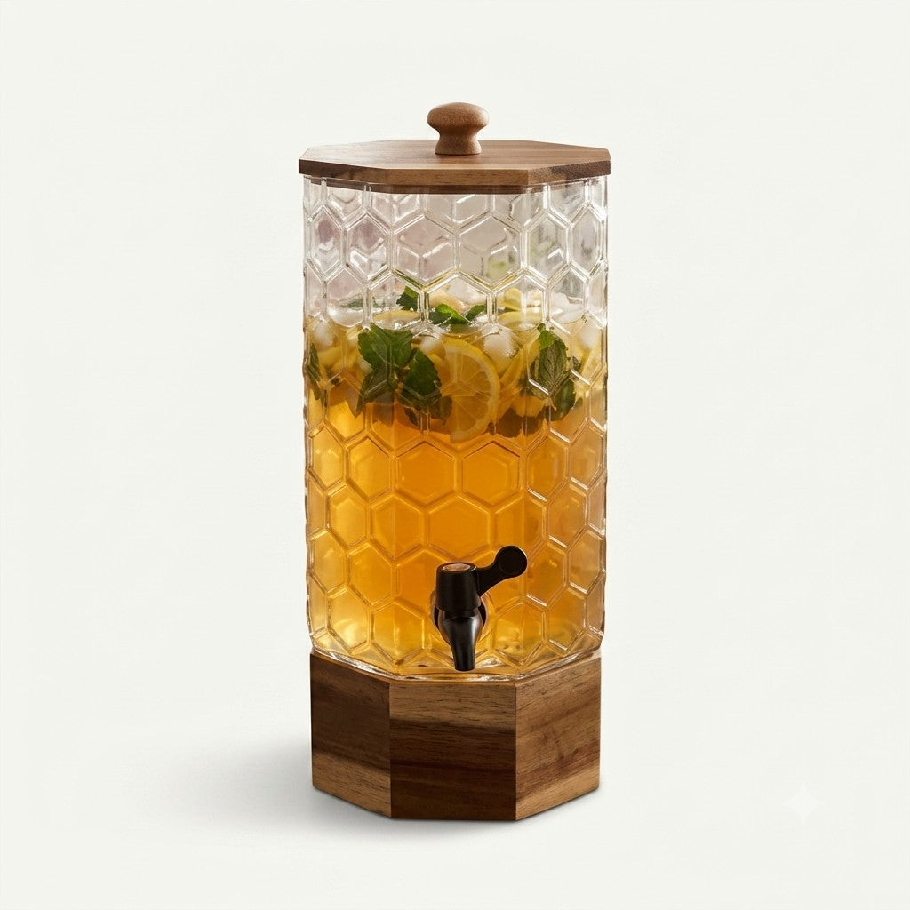 Elegant Glass Beverage Dispenser with Wooden Stand (Copy)