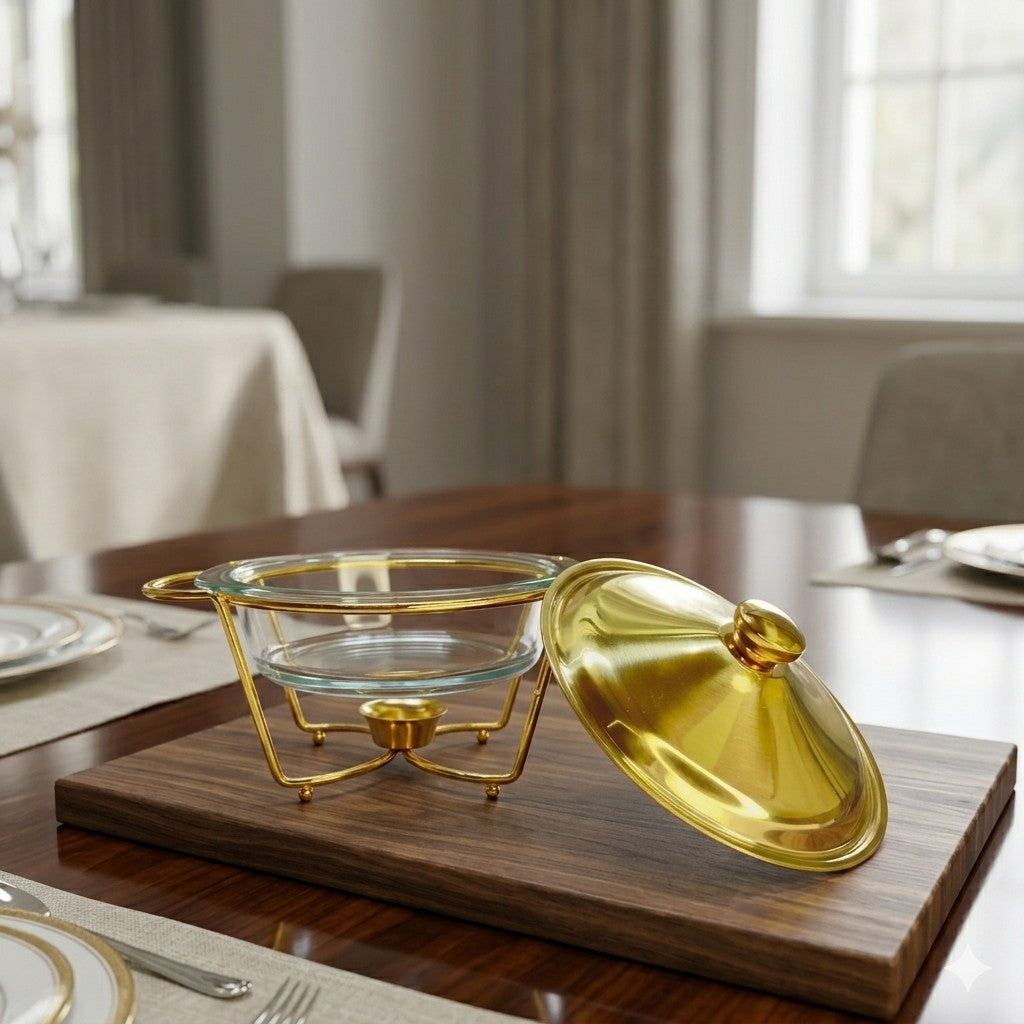 Luxury Round Glass & Gold Burner Set