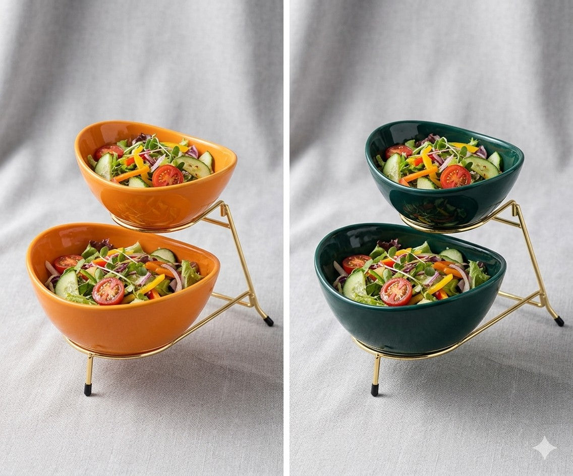 Two-Tier Fine Porcelain Serving Suite - Orange