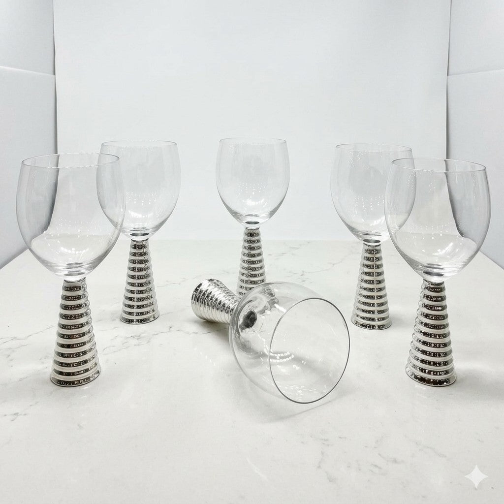 Luxe Metallic Stem Goblet Set