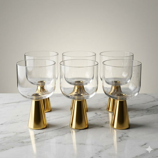 Luxe Gold-Stemmed Coupe Glass Set (Set of 6)