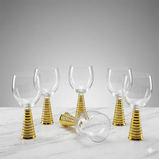 Luxe Metallic Stem Goblet Set - Golden