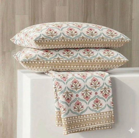 The Oasis Block-Print Bedcover Set