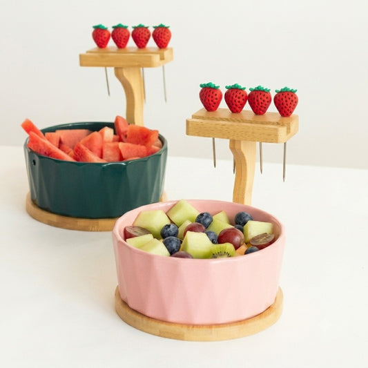 Oasis 2-Tier Ceramic Fruit & Snack Bowl Set