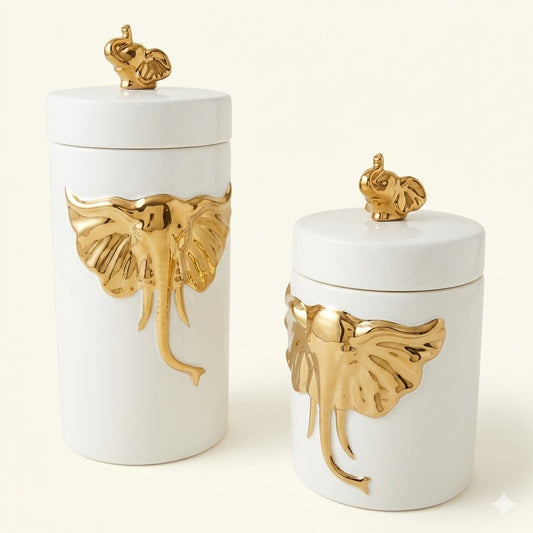 Elegant Ceramic Canister Jars (Set of 2)