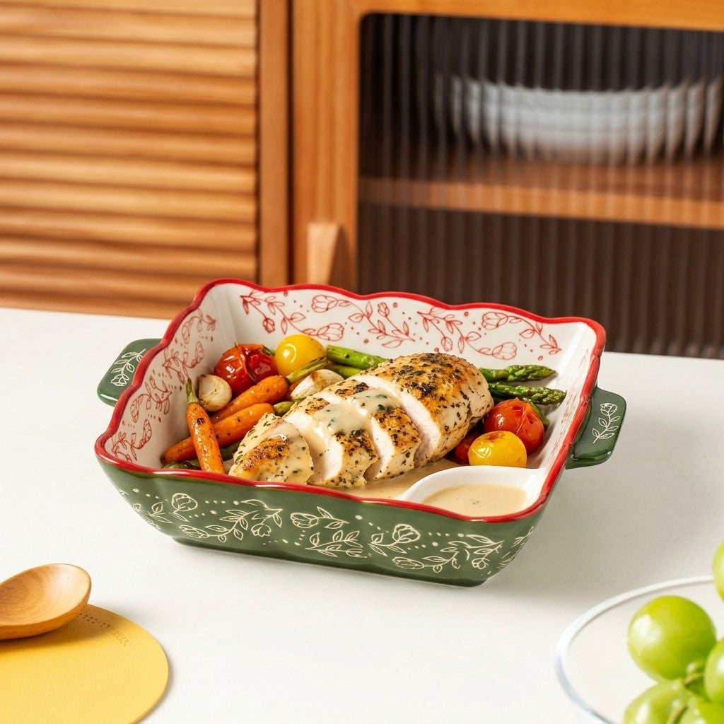 Meadow Rose Square Ceramic Baking & Serving Dish - Set of 2