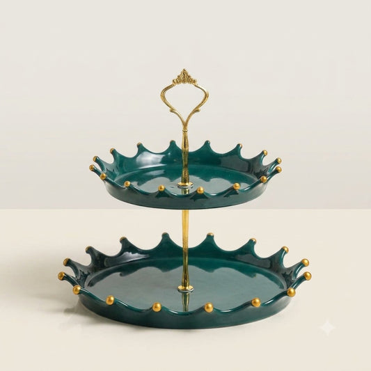 Elegant Crown 2-Tier Ceramic Cake Stand