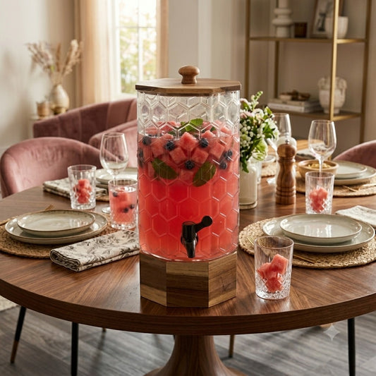 Elegant Glass Beverage Dispenser with Wooden Stand (Copy)