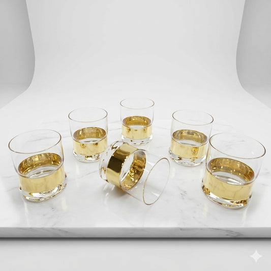 Luxe Gold-Rimmed Tumbler Set (Set of 6)