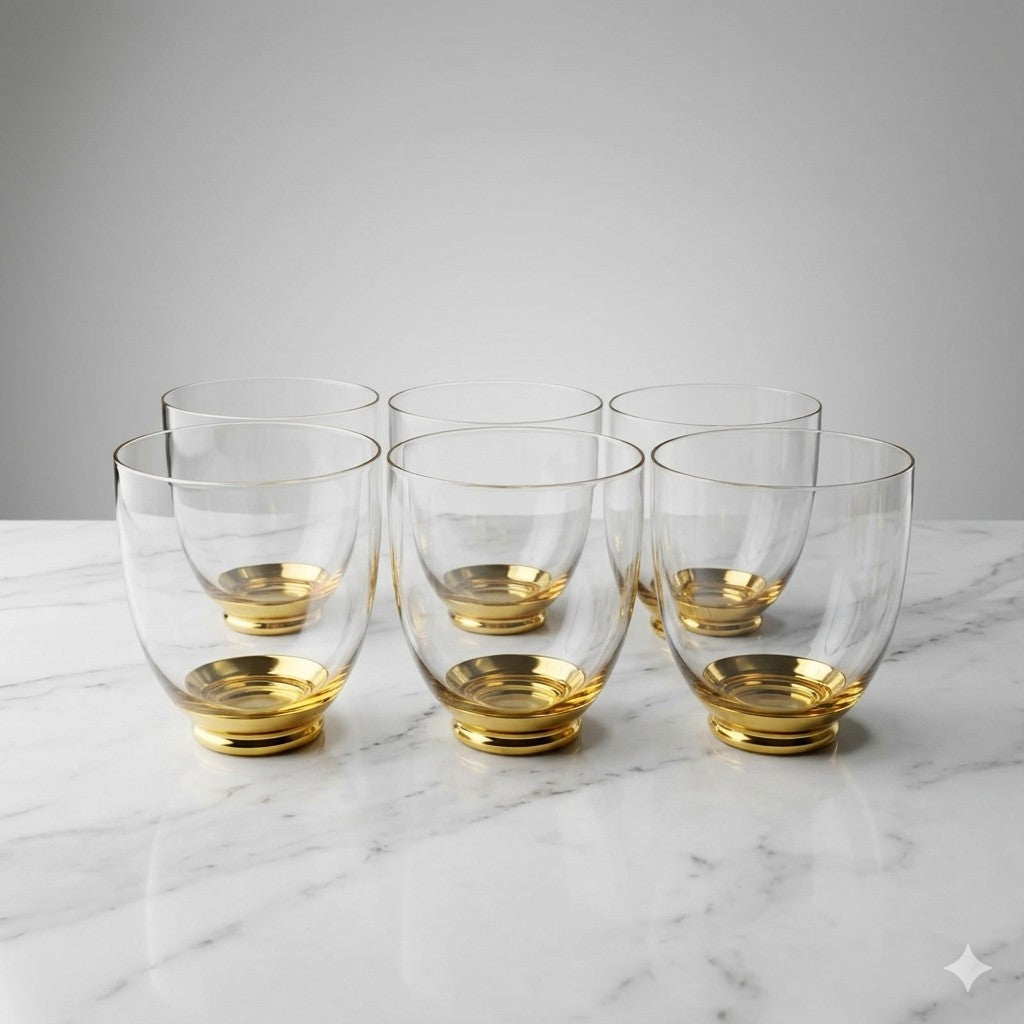 Luxe Gold-Footed Short Tumbler Set (Set of 6)