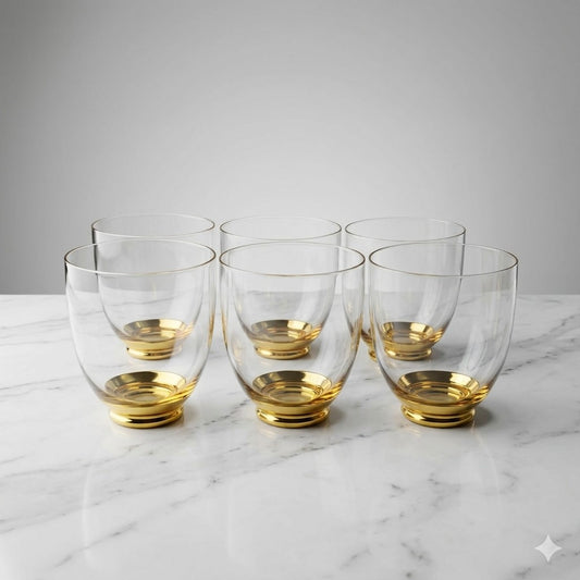 Luxe Gold-Footed Short Tumbler Set (Set of 6)