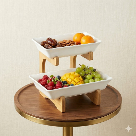 Two-tier Fruit serving platter with stand