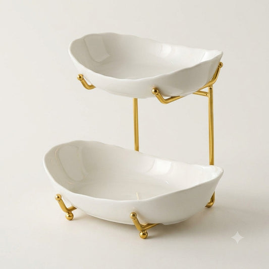 Imperia 2-Tier Fine Porcelain Platter & Serving Set