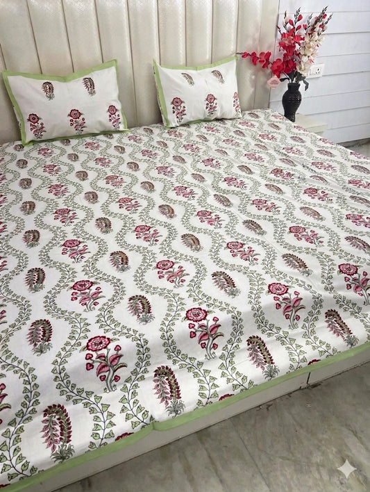 Sanganeri Block Print Cotton Bedsheet