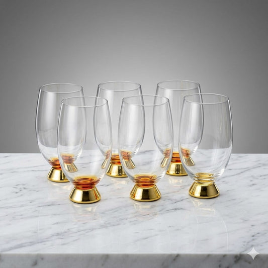 Luxe Gold-Footed Tulip Glass Set (Set of 6)