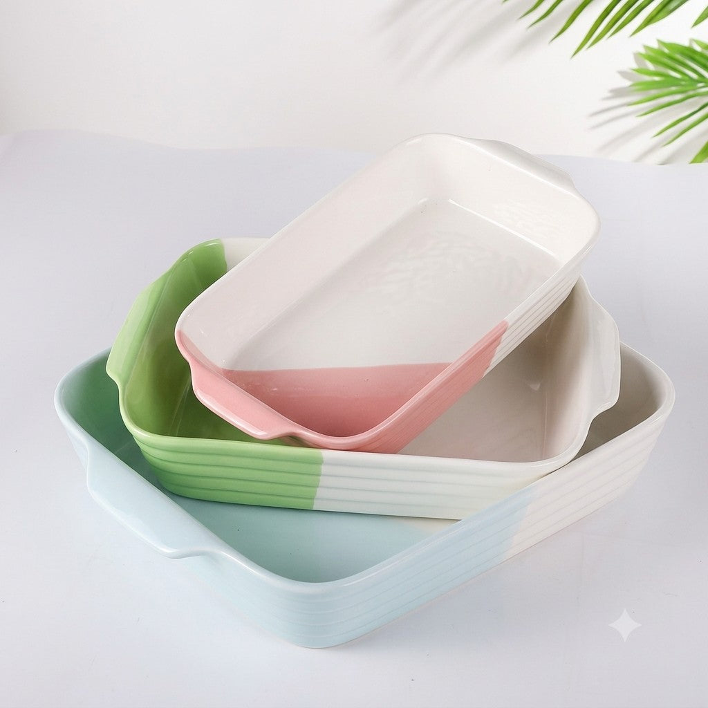 Horizon Color-Block Rectangular Bakeware Set – Set of 3