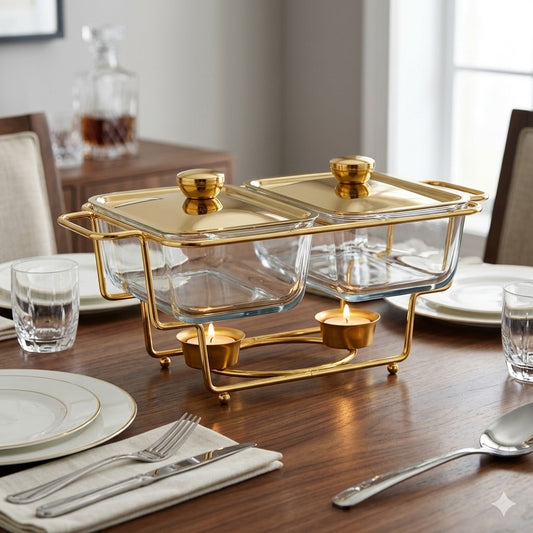 Elegant 2-Piece Glass & Gold Burner Set
