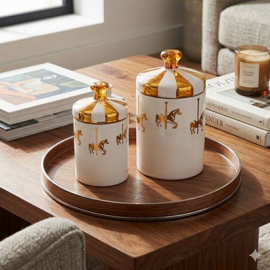 Elegant Ceramic Canister Jars (Set of 2)