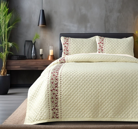 Premium Embroidered Double Bedcover Set